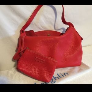 J. McLaughlin red pebble leather handbag